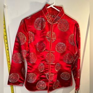 Vintage Traditional Chinese Jacket Red Silk Shirt  Jacket